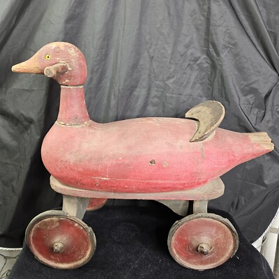 RARE Antique 1915-1925 Red Goose Shoes Wooden Red Goose Ride