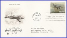 USA3 #3142e ADDR PCS ARTCRAFT FDC   Classic American Aircraft Alpha