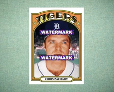 Chris Zachary Detroit Tigers 1972 Style Custom Baseball Art Card