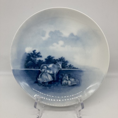 RARO Plato de Porcelana Antiguo Holandés Rosenthal Baviera de principios de 1900, Dama Vaca Ordeñadora - Imagen 2 de 7