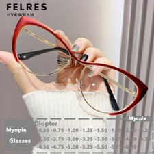 Women Metal Cat Eye Nearsighted Glasses Anti Blue Light Classic Myopia Glasses