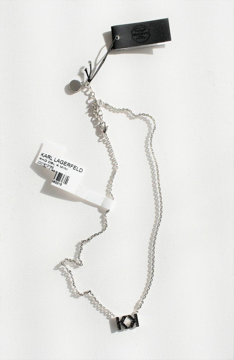 NEW KARL LAGERFELD MINI DOUBLE K SWAROVSKI CRYSTALS Silver