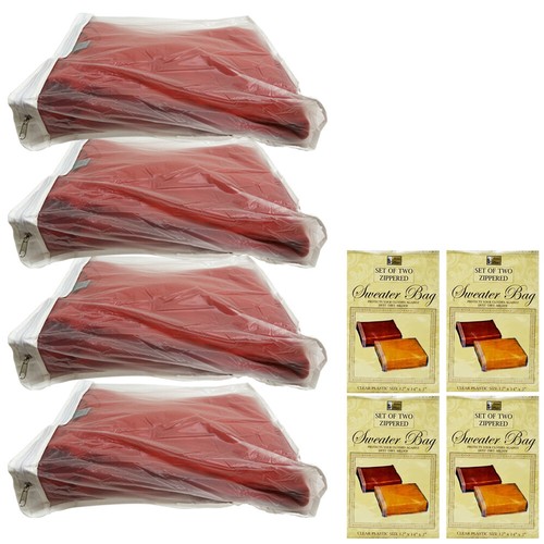 4 Pc Sweater Storage Garment Bag Clear 14" Fur Jacket Clothes Cover Dust Travel - 第 1/1 張圖片