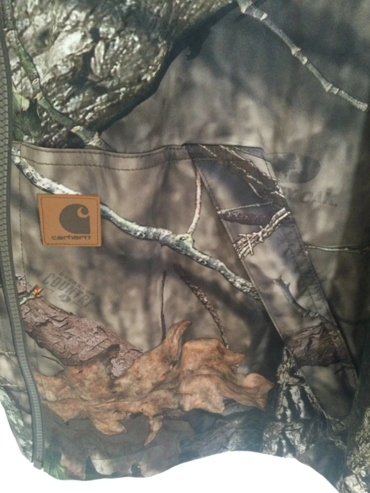 Carhartt Outwork/Outhunt Camouflage Jacket, hooded, zipper, windbreaker 3XL - Image 3 of 4