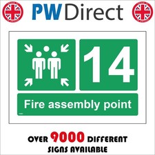 SIGN FIRE ASSEMBLY POINT 14 EMERGENCY SAFETY MUSTER REGISTER SMOKE HAZARD FS561