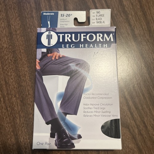 Truform Herren Socken Kniehoch Elegant Style 15-20 mmHg XL SCHWARZ 1943BL-XL NEU