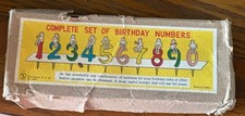 Vintage Shackman Wood Birthday Number Cake Toppers Set 0-9 w/ Angel Multicolor,