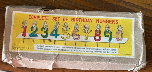 Vintage Shackman Wood Birthday Number Cake Toppers Set 0-9 w/ Angel Multicolor,
