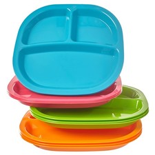 Harmony 3-compartment Divided Plastic Kids Tray in 4 Calypso Colors  set of ...