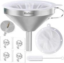 KALAVE Premium Stainless Steel Funnel, 5 Inch Food Grade Kitchen Funnels with 20