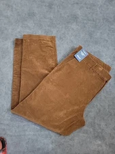 NWT 40x30 Men Roundtree & Yorke Moleskin Chino Pants Flat Front Cotton Tabacco