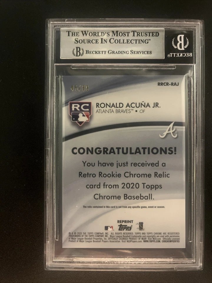 2020 Ronald Acuna Jr. Topps Chrome Retro Rookie Relics Green /99 (RC) #RRCRRAJ - Image 2 of 2