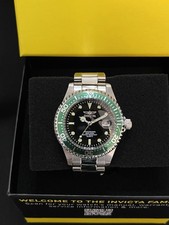Invicta Pro Diver 37.5mm Men's Watch Stainless Steel Green Bezel Black Dial