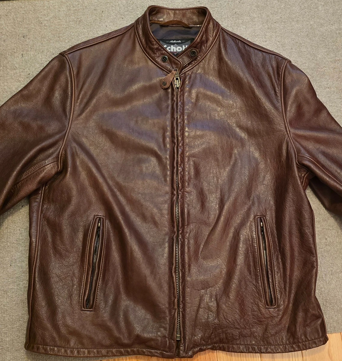 Schott 654 XXL Cuero Marrón Café Racer