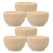 6Pcs Wood Small Bowls Unfinished Wooden Mini Round Bowl Serving Craft Kitchen