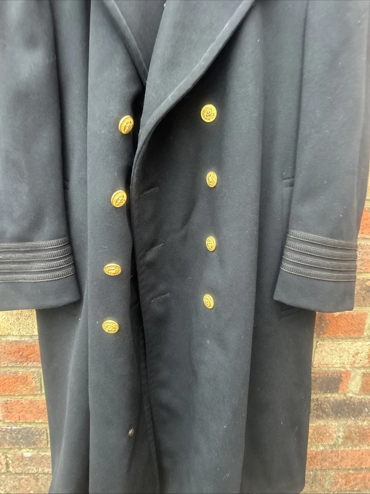 Vintage US Navy Officer's Bridge Coat Black Peacoat Wool Heavy Eagle Button - Image 2 of 4