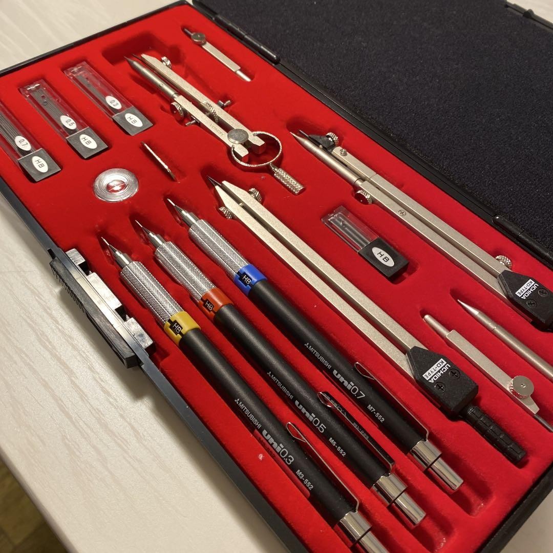 UCHIDA KD-TYPE Drafting Compass and Mechanical Pencil Set with