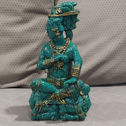 Idolos Grandes Mujer Zarebski Aztec Mayan Ancient God Stone Statue Green Gold - Picture 1 of 9