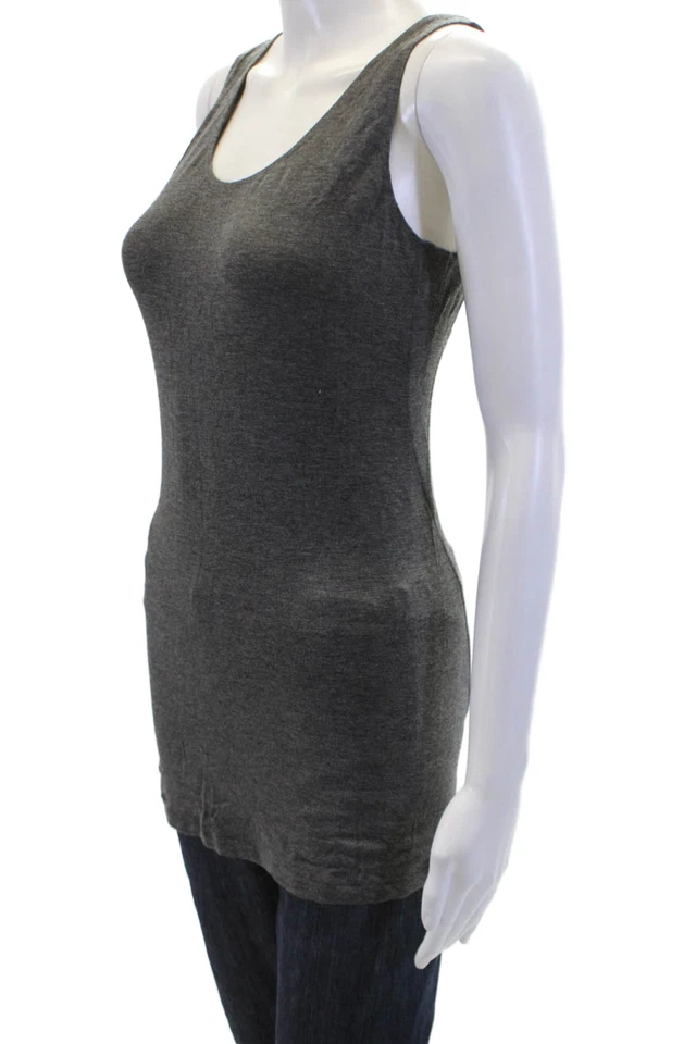 Camiseta sin mangas básica larga con cuello redondo informal gris talla S Donna Karan para mujer Foto 2 de 4