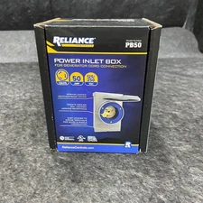 RELIANCE CONTROLS 50-Amp Power Inlet Box Gray, 125/250VAC, PB50
