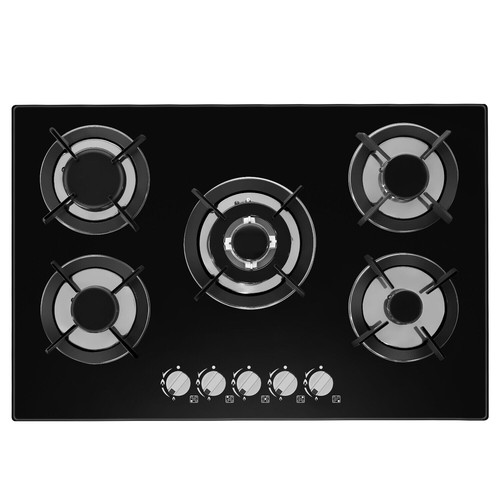 77cm Gaskochfeld 5 Flammen Glaskeramik Gasherd Glas Einbauherd LPG Propangas DE - Bild 15 von 16