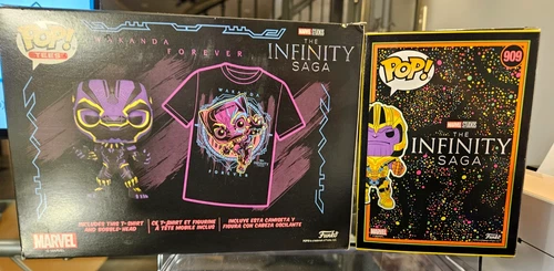 Funko Pop LOT (2) Marvel Avengers Thanos #909, Black Panther #891