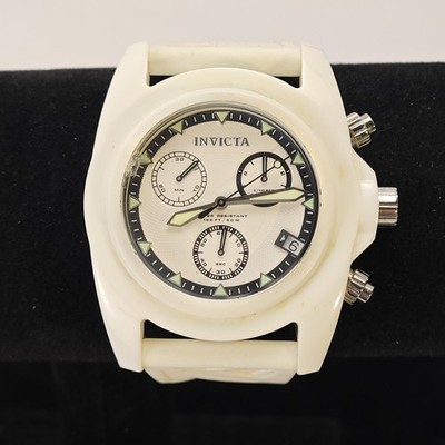 Invicta White and Yellow Accent Silicone Watch with Silver Dial Amazon.com: Invicta Men main image 4
