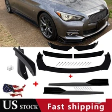 Front Bumper Lip Chin Spoiler Body Kit Splitter Side Skirt For Infiniti Q50 Spo