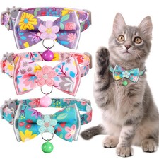 Cat Collar Breakaway, Floral, Bell, Bow, Girl, Boy, Removable Bowtie, Cute