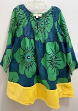 Pink Chicken Girls Dress Size 3 Cotton India Long Sleeve Floral Lined Tucks
