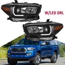 Par de faros carcasa negra con LED DRL para faros Toyota Tacoma 2016-2022