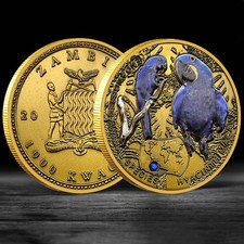Zambia 1000 Kwacha 2014 Coin – Endangered Hyacinth Macaw Wildlife Collectible