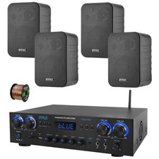 Pyle PDA77BU 4-Channel Home Audio Bluetooth Receiver, 4x 4" 30W Speakers, Wire
