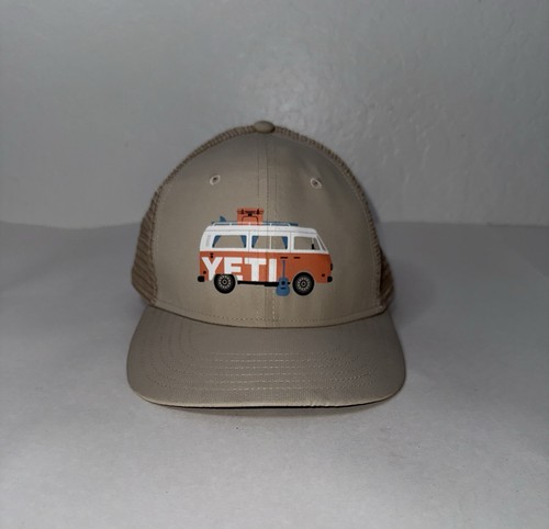 YETI Coastal Camper Trucker Hat Cap Bus Van Snapback Rare Retired Tan Unisex - Picture 2 of 13