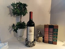 VTG Pewter Wine Display Bottle Holder; Cork Bottom Protector; Made By Godinger? 