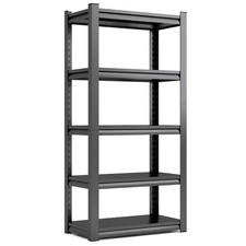 5-Tiers Heavy Duty Steel Adjustable Garage Storage Shelving Unit in Black 35.4