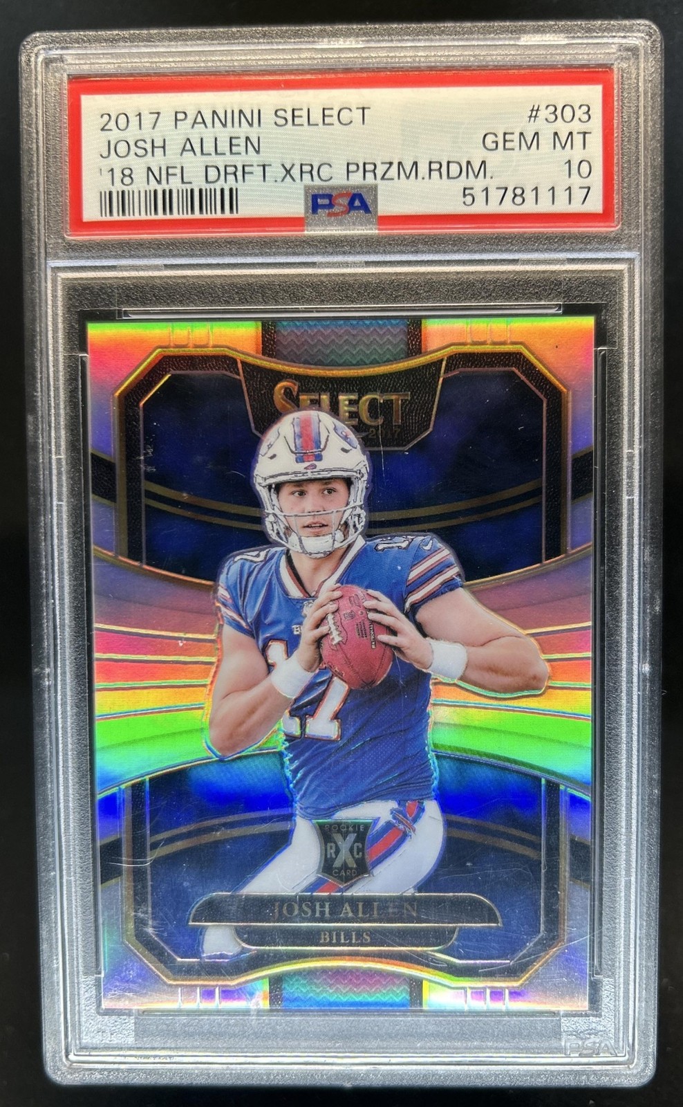 2017 Panini Select Josh Allen 2018 XRC Rookie RC Silver Prizm #303 Bills PSA 10