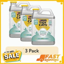 3 pack Purina Tidy Cats Free and Clean Clumping Cat Litter, Unscented, 20 lb