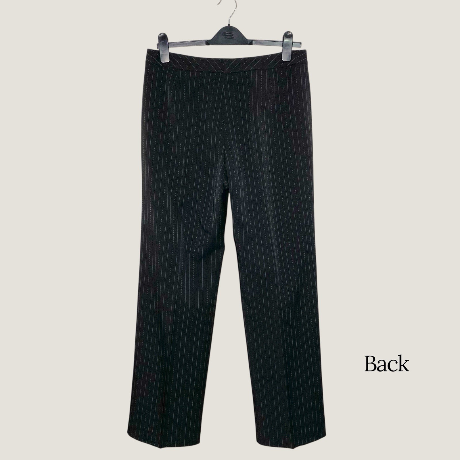 Le Suit Set Womens 8 Black Pinstripe Blazer Straight Pants 2 Piece Office Work