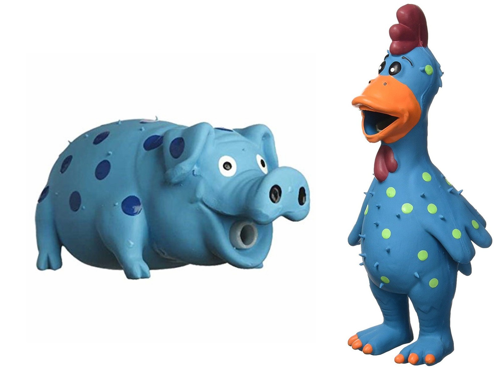 Multipet Latex Grunting Dog Toy Bundle - Goblet Pig & Globken Chicken (Assorted)