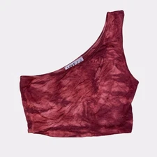 Dark Red Tie Dye one shoulder crop top  