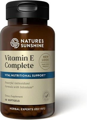 Nature's Sunshine Vitamin E Complete w/ Selenium, 60 Softgels |Powerful Antiox
