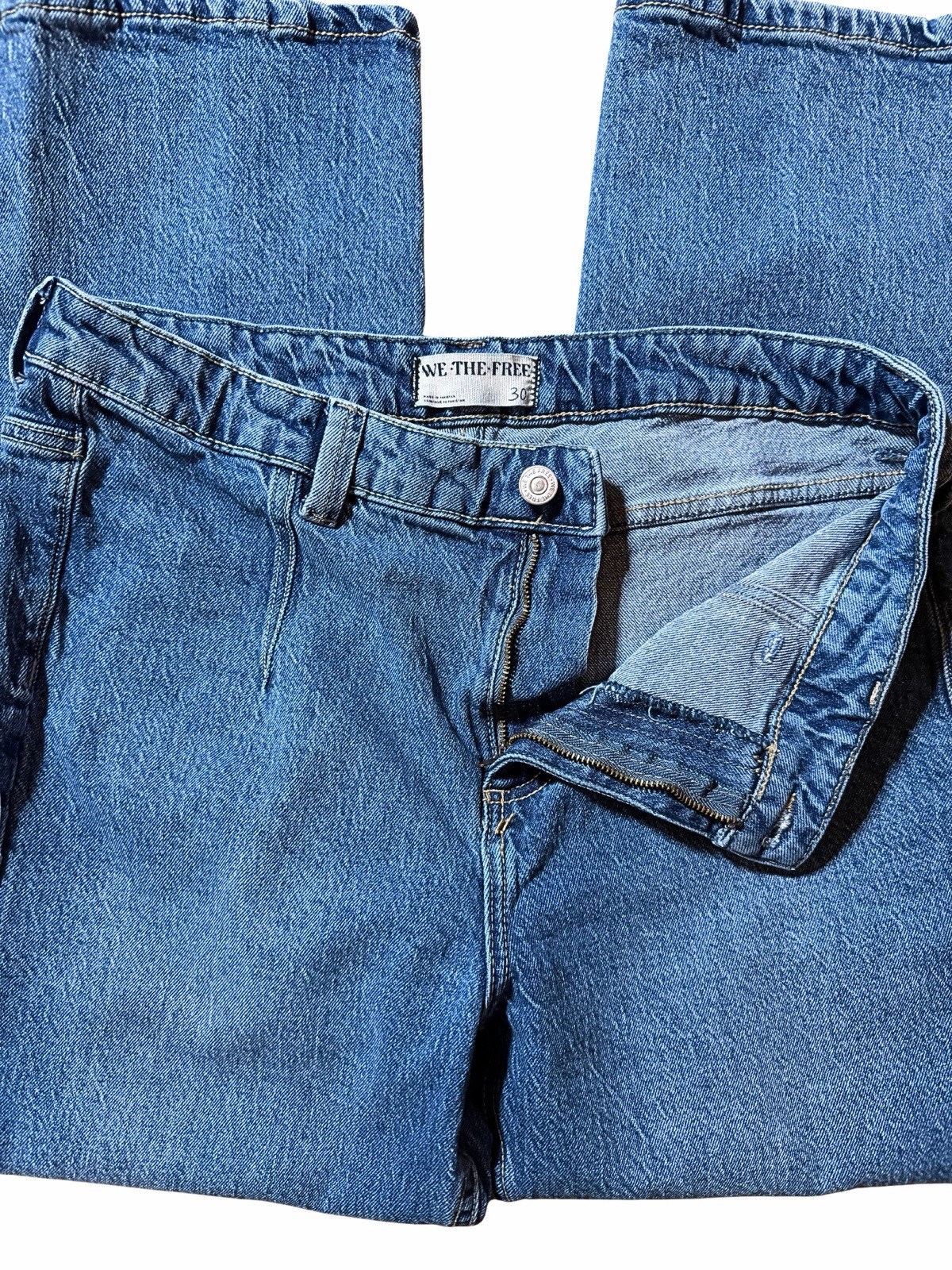 We The Free Women’s Jeans Size 30 Cropped 25” Inseam Mom Fit High Rise Blue