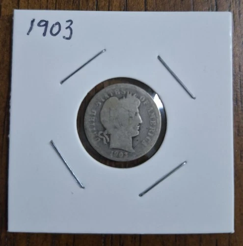 1903 Barber Dime Silver 10C Circulated US Coin 90% silver