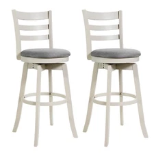 30.5” Swivel Barstools Set of 2 w/Backrest & Upholstered Seat, Footrest for Pub