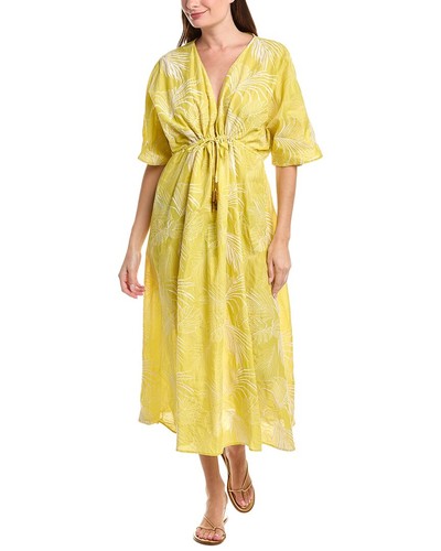 Natori Palm Caftan Dress Women's Yellow M Natori Palm Caftan Dress Women's Yellow M
