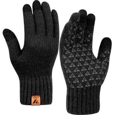 Vgogfly Winter Knit Gloves Men Women Upgraded Touch Screen Anti-Slip Medium  Blk