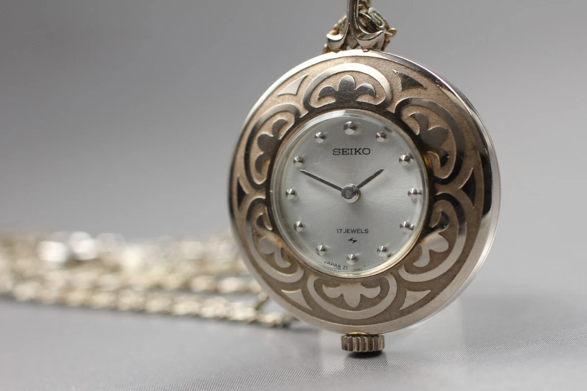 Reloj de cuarzo colgante vintage [EXC+5] SEIKO 21-09105 para mujer 17 joyas...