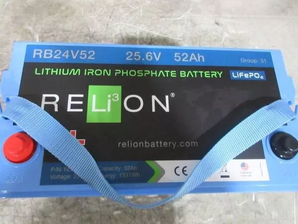 RELiON RB24V52 LiFePO4 Lithium Iron Phosphate 24V Battery Group 31 Marine  Solar