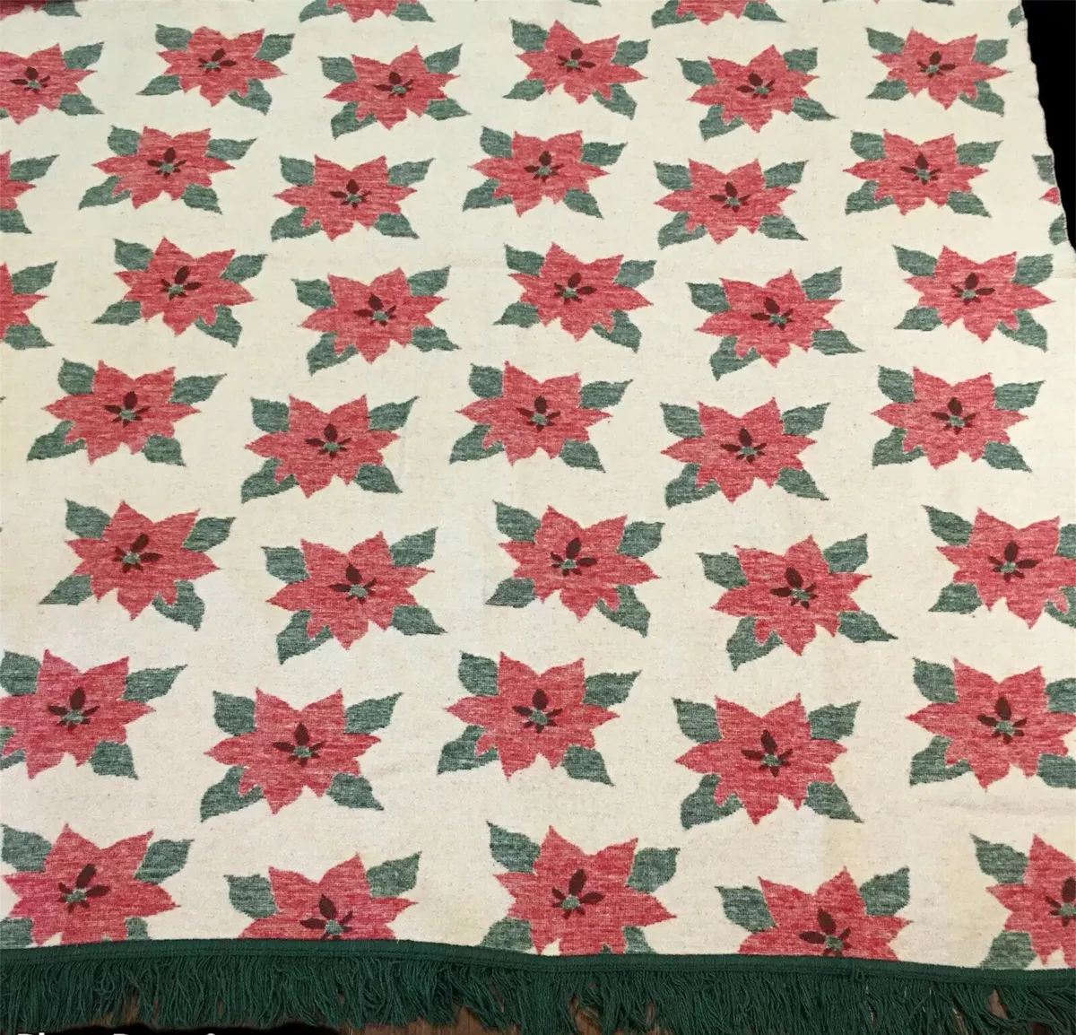 Casa Lux Poinsettia Oversized Throw Blanket 53 x 60 Made in Portugal Fringe eBay